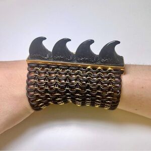 Designer Statement Bracelet. Chainmail Cuff Bracelet with Claw Accents